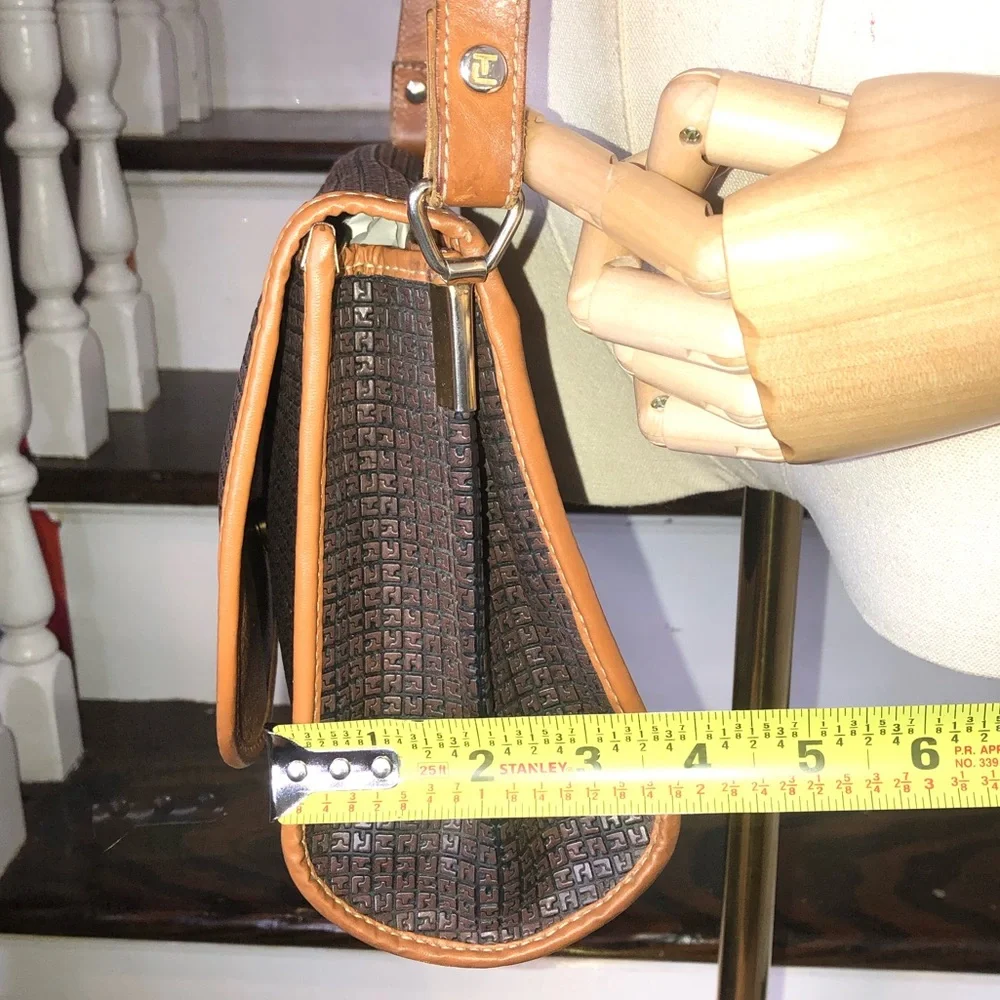 TED LAPIDUS Paris Monogram Leather PVC Crossbody Strap Shoulder Bag RARE HTF